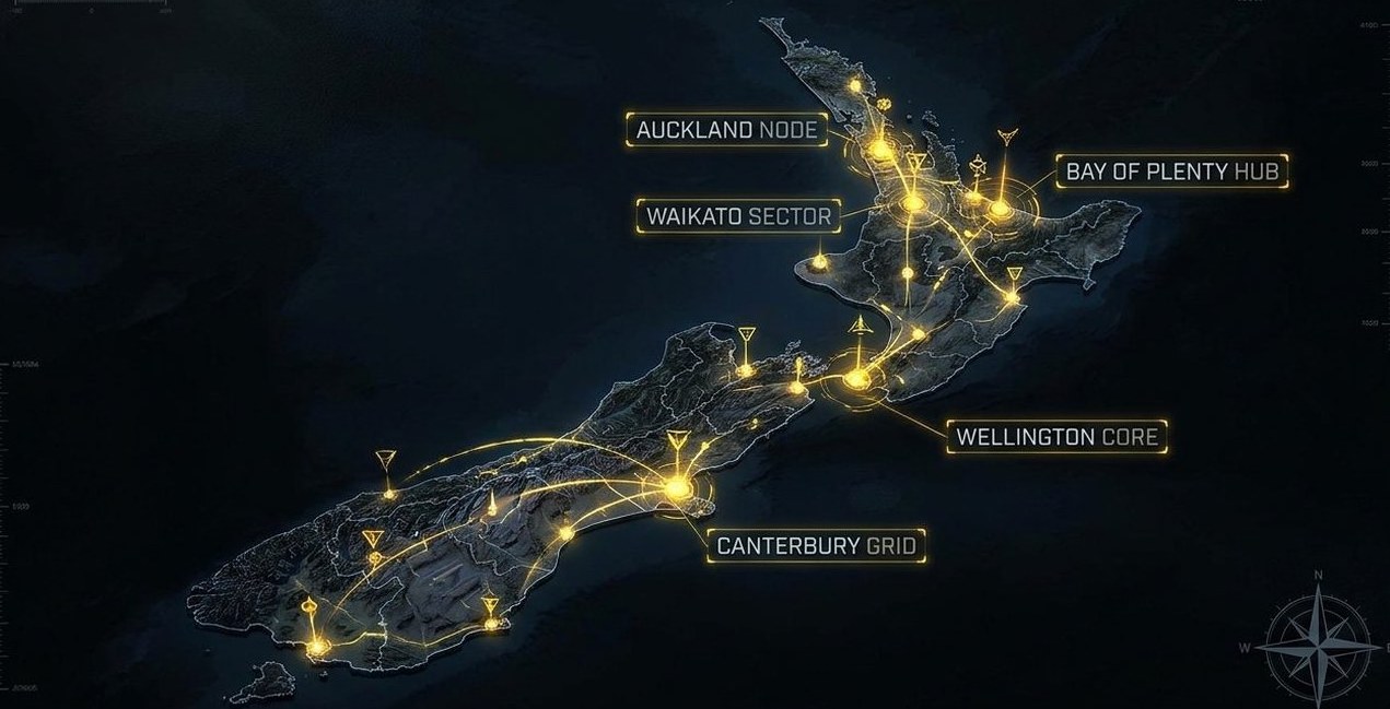 Map of New Zealand showing SiteRelay's regions